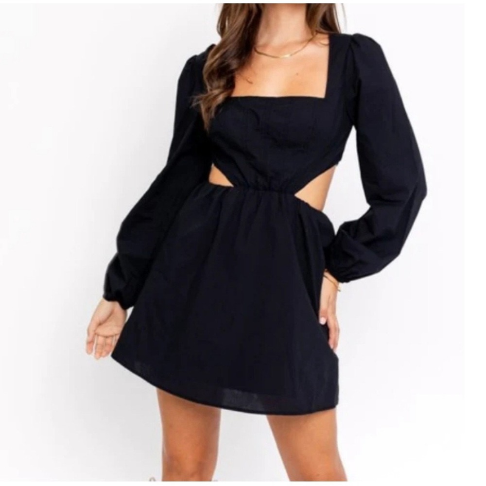 Arula Black Cutout Mini Dress NWT Size B 18/20 Plus Size Puff Sleeve - Picture 2 of 10